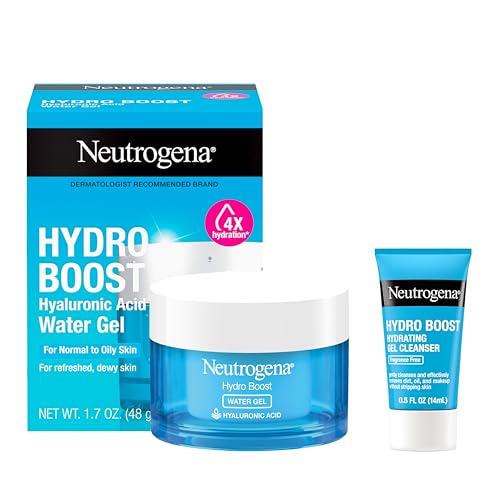 Neutrogena Hydro Boost Water Gel and Hydro Boost Hydrating Gel Cleanser, for Normal to Oily Skin, Facial Moisturizer 1.7 fl oz and Trial-Size Facial Cleanser 0.5 fl oz