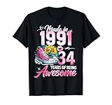 Photo Gallery 34th birthday queen made in 1991 gifts 34 years old floral maglietta Photo Gallery 34th birthday queen made in 1991 gifts 34 years old floral maglietta