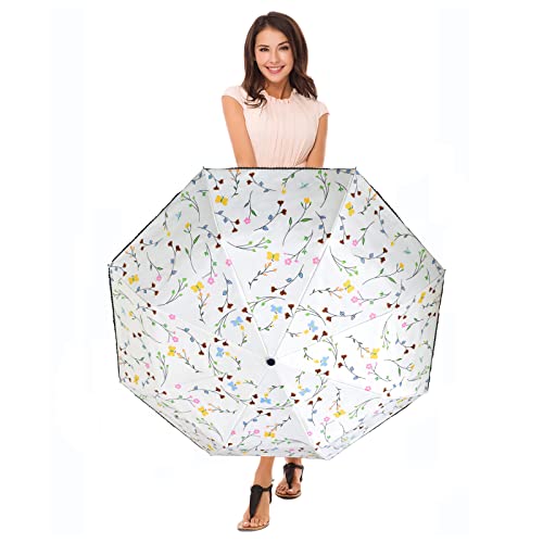 Cuby Uv Sun Umbrella Compact Folding Travel Umbrella Auto Open And Close For Windproof, Rainproof & 99.9% Uv Protection Parasol With Black Anti-Uv Coating #TOP1