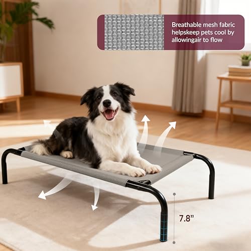 Elevated Dog Bed with Breathable Mesh Fabric, Raised Pet Cot with Airflow and Support, Durable and Easy to Clean (Grey, Medium) by OUTSIDER - Image 7