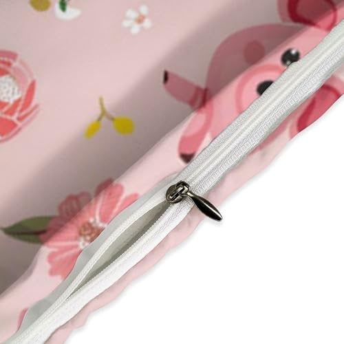 Funda nórdica de cerdo rosa infantil con 2 fundas de almohada 6