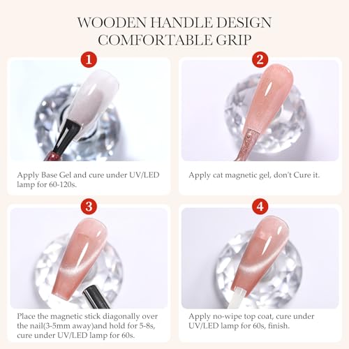 BORN PRETTY 3 in 1 Nail Magnet, Multifunctional Cat Magnetic Eye Nail Polish Magnet Pen, 3D Magnetic Nail Polish Stick for Home DIY, Salon, Studio Nail Art Design Tools