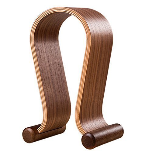 SAMDI Wooden Walnut Wood Omega Headphone Gaming Headset Display Stand Holder Hanger