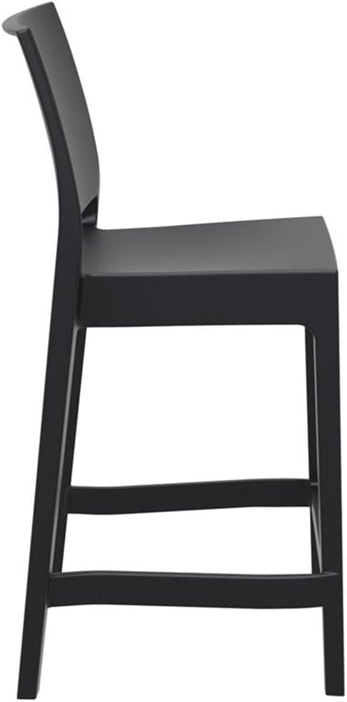 Home Square Resin 25.6" Counter Stool in Black - Set of 2