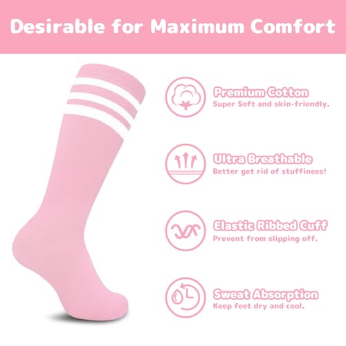 Olreco 5 Pack Toddler Kids Soccer Socks Youth Baseball Socks Youth Boys Girls Knee High Softball Football Accessories Cotton3