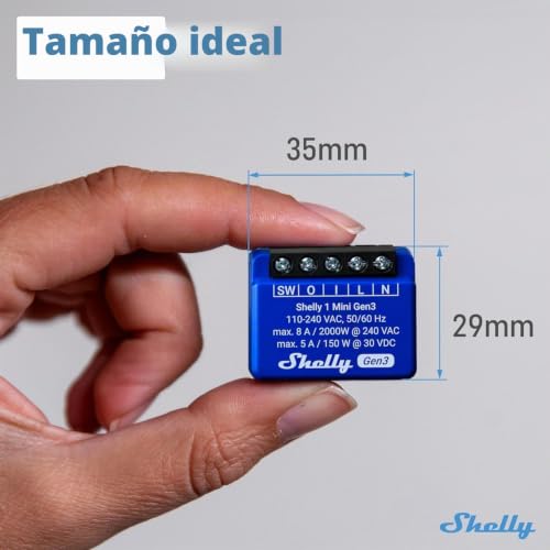 Miniatura 5 de Shelly 1 Mini Gen 3 Paquete De 4 Wifi Y Bluetooth Smart Switch 1 Canal 8a Hogar Compatible Con Alexa Y Google Home Aplicación Ios Android Contactos Secos