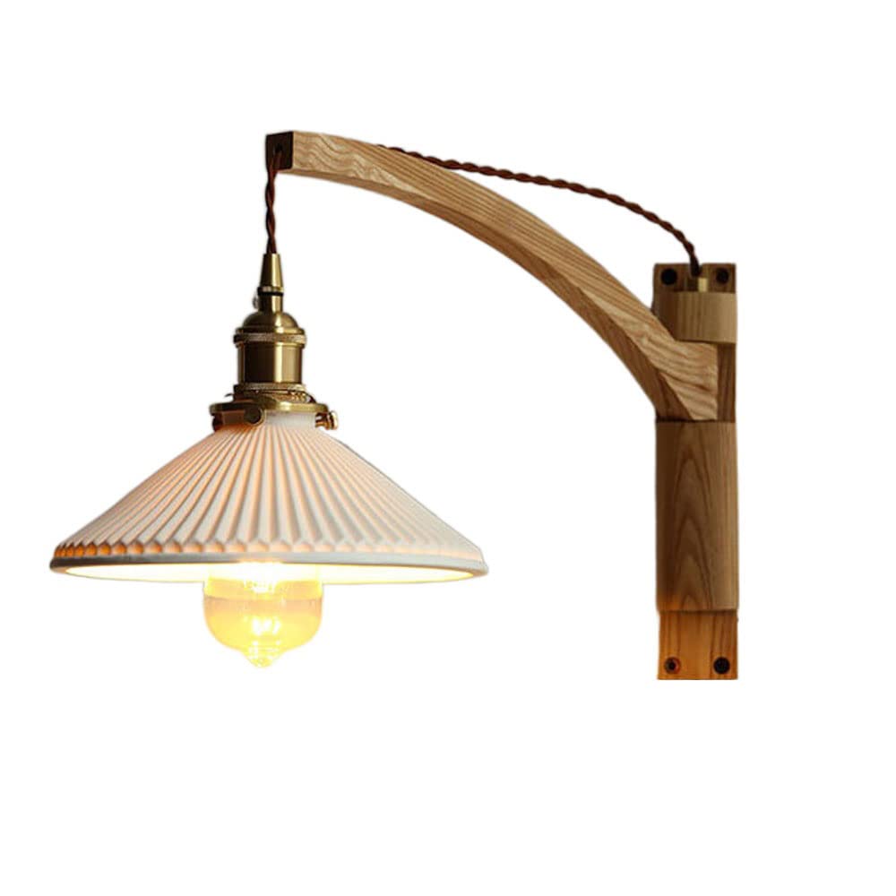 XANAYXWJ Kinkiety Kinkiet ścienny w stylu japońskim, do montażu na drewnie w stylu retro Wabi-Sabi, obrotowa oprawa do sypialni z pojedynczą głowicą, oświetlenie śrubowe E26 przy łóżku, dla