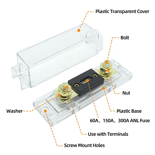 Tiooka 60 Amp Anl Fuse Holder 3 Pack Inline Fuse Holder Block Kit With 60A Fuses 0/2/4/8 Gauge Awg Inline Anl Fuse Holder For Rv Car Audio Alarm Amplifier #TOP2