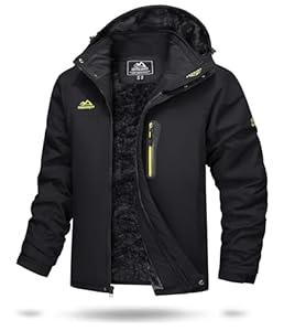 TACVASEN Herren Wasserdicht Winter Skijacke Warme Snowboardjacke Outdoorjacke Gefüttert Winterjacke (L, Schwarz)