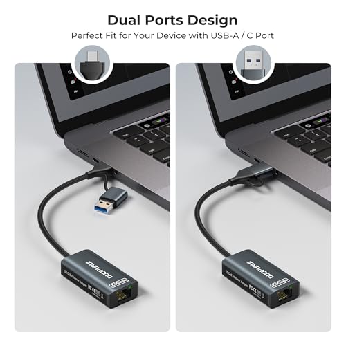 Image of USB to Ethernet Adapter,USB C to RJ45 2.5 Gigabit LAN Network Adapter,Aluminum Case,Ethernet Adapter for Laptop,MacBook Pro /Air,Surface Pro,iPad,XPS,Windows 11 /10 /8 /7,MAC OS