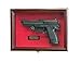 Single Pistol Display Case Wall Mount Solid Hardwood Cabinet (Cherry Finish, Red Felt Background)