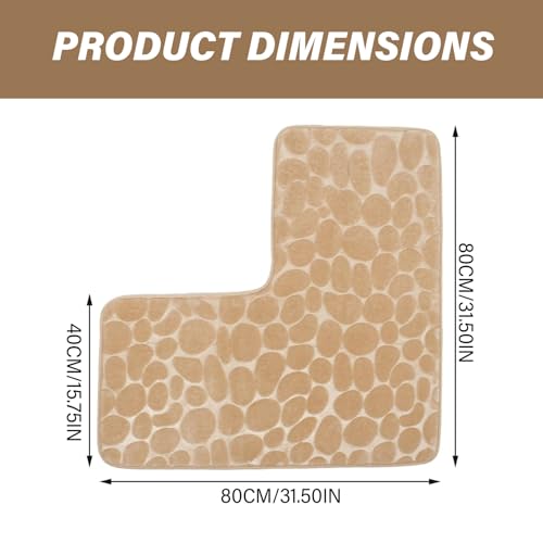 Tapis de bain en L anti-dérapant pour sol sec et sécurisé en angle 32x16