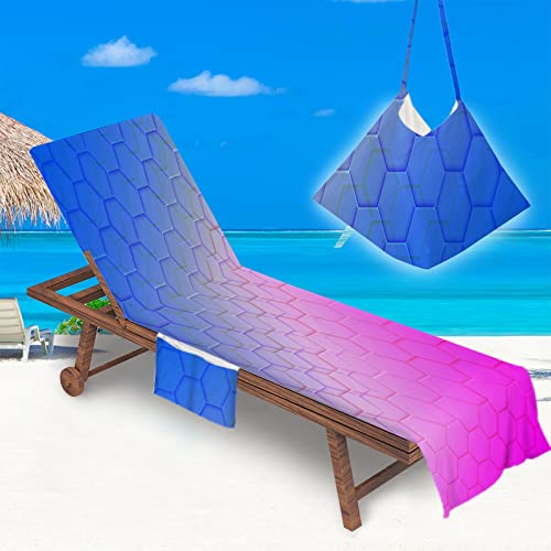Surwin Sun Lounger Beach Towel with Pockets, Space Art Print Summer Beach Chair Cover Chaise Lounge Towel Cover Mate Sunbed Towels For Holiday Garden Outdoor Pool (75x210cm,Gradient Pink)