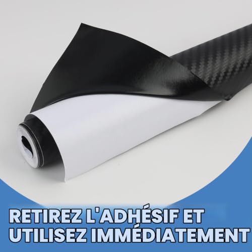 30cm x 1,52m Film Vinyle Autocollant en Fibre de Carbone 3D Noir, Autocollant 3D en Fibre de Carbone pour Intérieur et Extérieur de Voiture, Moto, Étanche, Anti Rayures, Installation Facile – vue 4