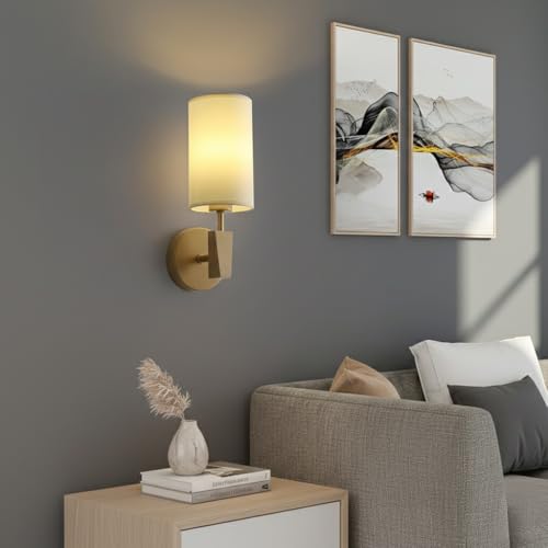 Lámpara de pared con pantalla de tela blanca para eliminar reflejos molestos 7
