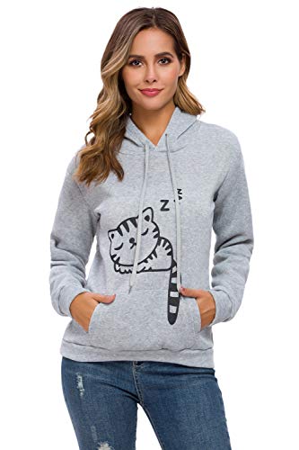 RGOSME Cat Hoodie for Women Girls I\'m a Cat Hoodie Cute Sleeping Cat Pullover Sweatshirt (Grey,M)