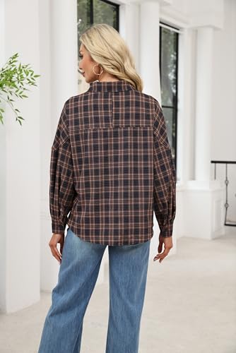 AKODOZO Womens Oversized Tie Neck Button Down Blouse Long Sleeve Shirt Business Casual Work Top for Daily Wear — view 3