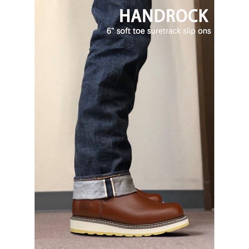 HANDROCK Slip-on Soft Toe Work Boot for Men, SURETRACK Leather Slip Resistant Durable Breathable Work Boot 849852