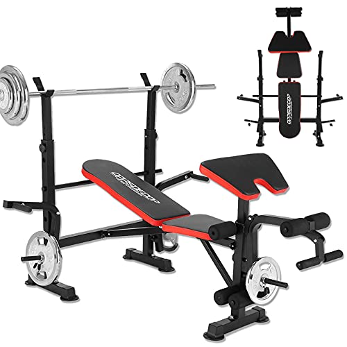 OppsDecor 330lbs 5 in 1 Adjustable Olympic Weight Bench Set with Leg