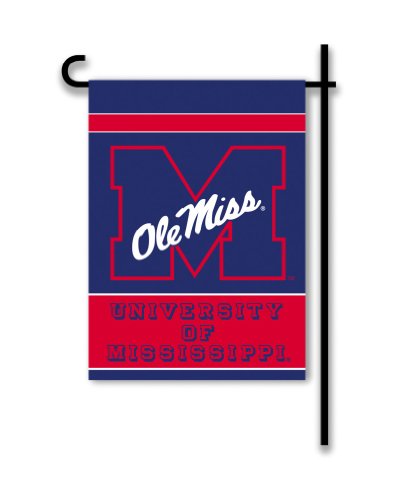 BSI PRODUCTS, INC. - Mississippi Rebels 2-Sided Garden Flag and Plastic Pole with Suction Cups - UM Football Pride - Durable for Indoor and Outdoor Use - Great Fan Gift Idea - Mississippi
