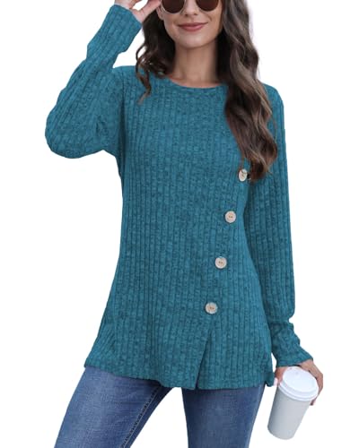 Image of JomeDesign Long Sleeve Shirts for Women Crew Neck Lightweight Sweater Loose Casual Tunic Tops