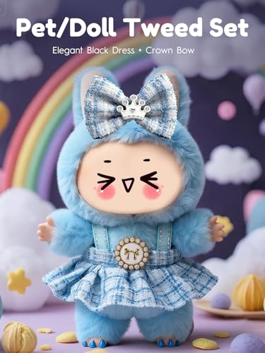 Image of Clothes for LABUBU 6.7inch (17cm) Doll, Cute Outfit Small Dress and Hairpin, Dress Up, Accessories (No Doll) (Blue)