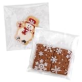 NPLUX 100PACK Christmas Treat Bags Self Adhesive Cookie Bags Snowflake Gift Bag for Christmas Party Favors(Clear Snowflake, 3.9x3.9 INCH)
