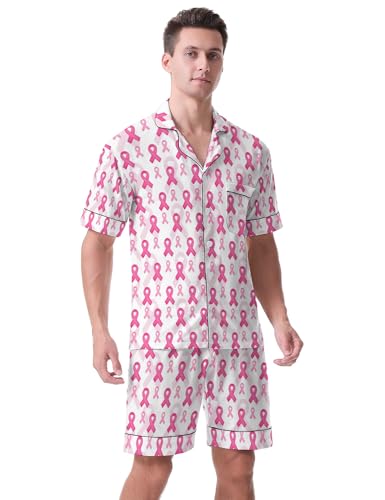 Pajamas Sets for Men Print 2PCS Pajamas Sleepwear Set Short Sleeve Pjs Button Down Loungewear Nightwear4