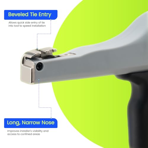 Low-Impact Cable Tie Gun for Plastic & Nylon Zip Tie, Replace Panduit GTS-E, Ergonomic Zip Tie Gun with Adjustable Tension, 16-Position Knob, Flush Cut, Low Handle Force, Fits 8-50 lb Cable Ties by Aituzero - Image 3