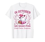 in october we wear pink breast cancer women halloween maglietta