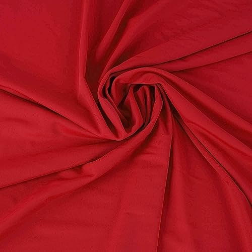 Matte Nylon Spandex Fabric 4 Way Stretch Tricot Milliskin for Sewing Swimsuit Activewear - 60 Inch Wide (Red, 1 Yard)