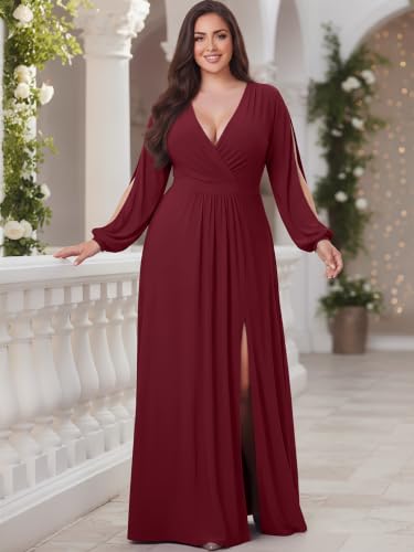 Image of KOH KOH Womens Long Sleeve Sexy Slit Photoshoot Evening Fall Maxi Dress