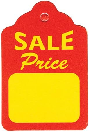 1000 Large Red & Yellow Unstrung Boutique Sale Price Merchandise Tags - 1.75" W x 2.875" H