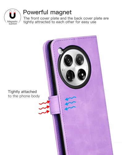 Funda para OnePlus 12 5G con tapa libro abatible y protectora antichoque 4