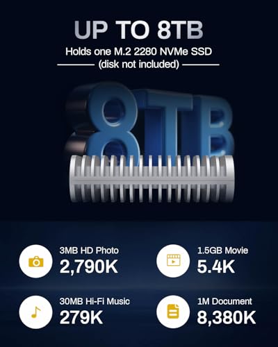 TERRAMASTER D1 SSD Plus - Caja NVMe M.2 USB-C 40Gbps de aluminio - Compatible con USB 4/3.2/3.1/3.0/2.0, Thunderbolt 5/4/3 - Aplicación móvil para copia de seguridad incluida (sin disco) - imagen 9