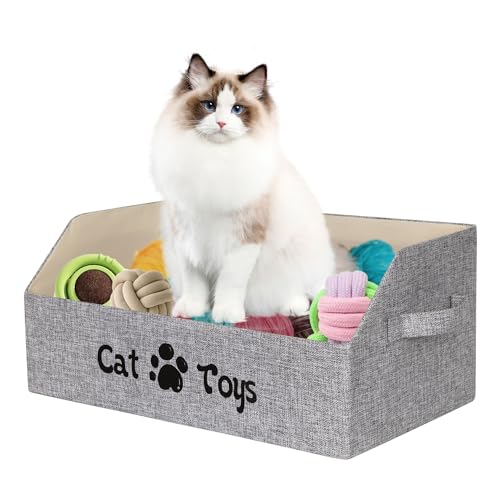 Juegos y Estimulación para Gatos 1 BinWhiz Caja de Juguetes para Gatos de Gran Tamaño, Caja Plegable...