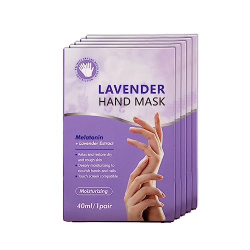 Guantes Hidratantes para Manos Secos, 5 Pares Mascarilla para Manos & Uñas Reparadores & Relajantes - Reparación de Piel áspera, Nutritiva hidratante Cuidado de Manos, Lavanda