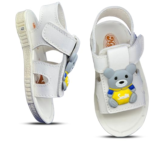 Hyfex Kids Sandals with Kung Fu Panda Character – Casual Wear Velcro Sandals for Boys & Girls | Teddy Bear Design (CREAM, UK Footwear Size System, Little Kid, Women, Numeric, Medium, 4.5)