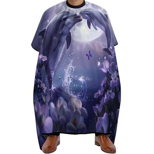 Cape de coupe de cheveux dauphin et fleurs violettes cape de coiffure réglable unisexe