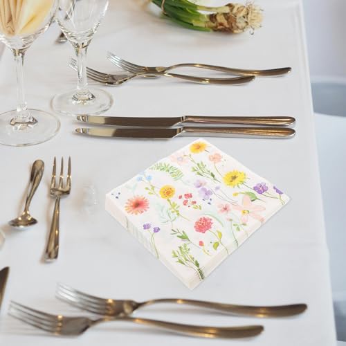 Servilletas de papel Cabilock suaves y absorbentes con flores para cumpleaños 5