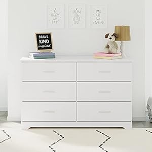 Storkcraft Brookside 6 Drawer Double Dresser White–GREENGUARD Gold Certified Dresser For Nursery Kids Chest Of Drawers