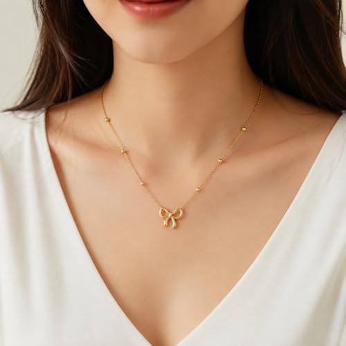 Image of Necklace Set For Women Stylish | Anti Tarnish Waterproof Stainless Steel Chain Pendant Necklaces Jewelry for Love | Gold Plated Jewellery Accessories for Woman & Girls | Birthday Gift for Wife & Girlfriend