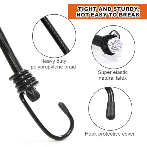 Image of Serplex 8PCS Bungee Cords 24 Inches Elastic with Dual End Hooks for Luggage