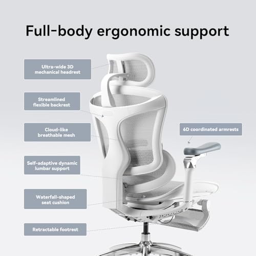 Image of SIHOO Doro C300 Pro Ergonomic Office Chair with Footrest, Ultra-Soft 6D Armrests, Dynamic Lumbar Support, Seat Depth Adjustment and Adjustable Backrest, Big and Tall Desk Chair 2 Packs (Grey)