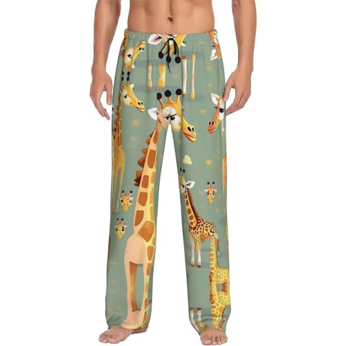 Pantalon de pyjama homme à imprimé girafes EdWal - Noir, Taille M avec poches pratiques