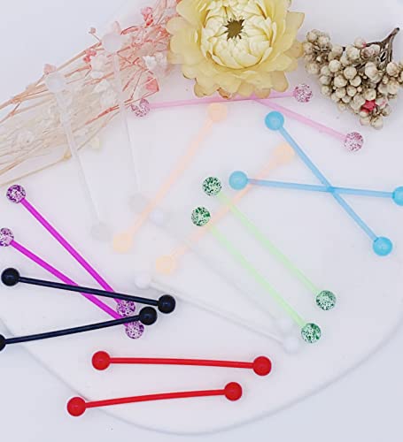 Evelical 36Pcs 14G Stainless Steel Industrial Barbell Earrings For Women Men Acrylic Cartilage Helix Body Piercing Jewelry 38Mm 1&1/2 Inch Piercing Bar Style 2 #TOP4