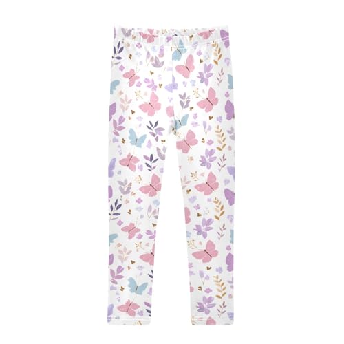 Cartoon Butterflies Flowers Leaf Girls Leggings Soft Stretch Workout Yoga Dance Pants for Kids Casual Tights