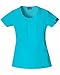 Cherokee Women's Workwear Scrubs Round Neck Top, Turquoise, 2X-Large