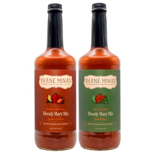 Diane Mina - Diane’s Bloody Mary Sister Pack (2-Pack) | Original &amp; Dirty Mixes | Crafted with Authentic Ingredients | Naturally Low in Sodium, No Sugar Added, Ready to Drink (32 fl oz each)