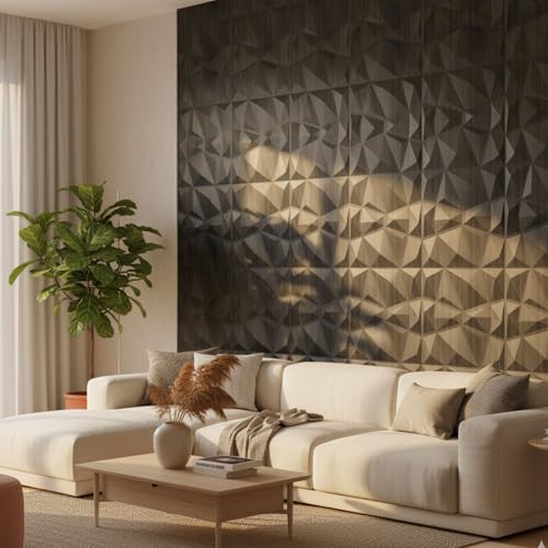 Image of Kayra Decor PVC Wall Panel - PVC Diamond Design, Grey Pine Wood Color 19.7 inch X 19.7 inch (Pack of 18) - Covers 48.51 Sq. Ft.